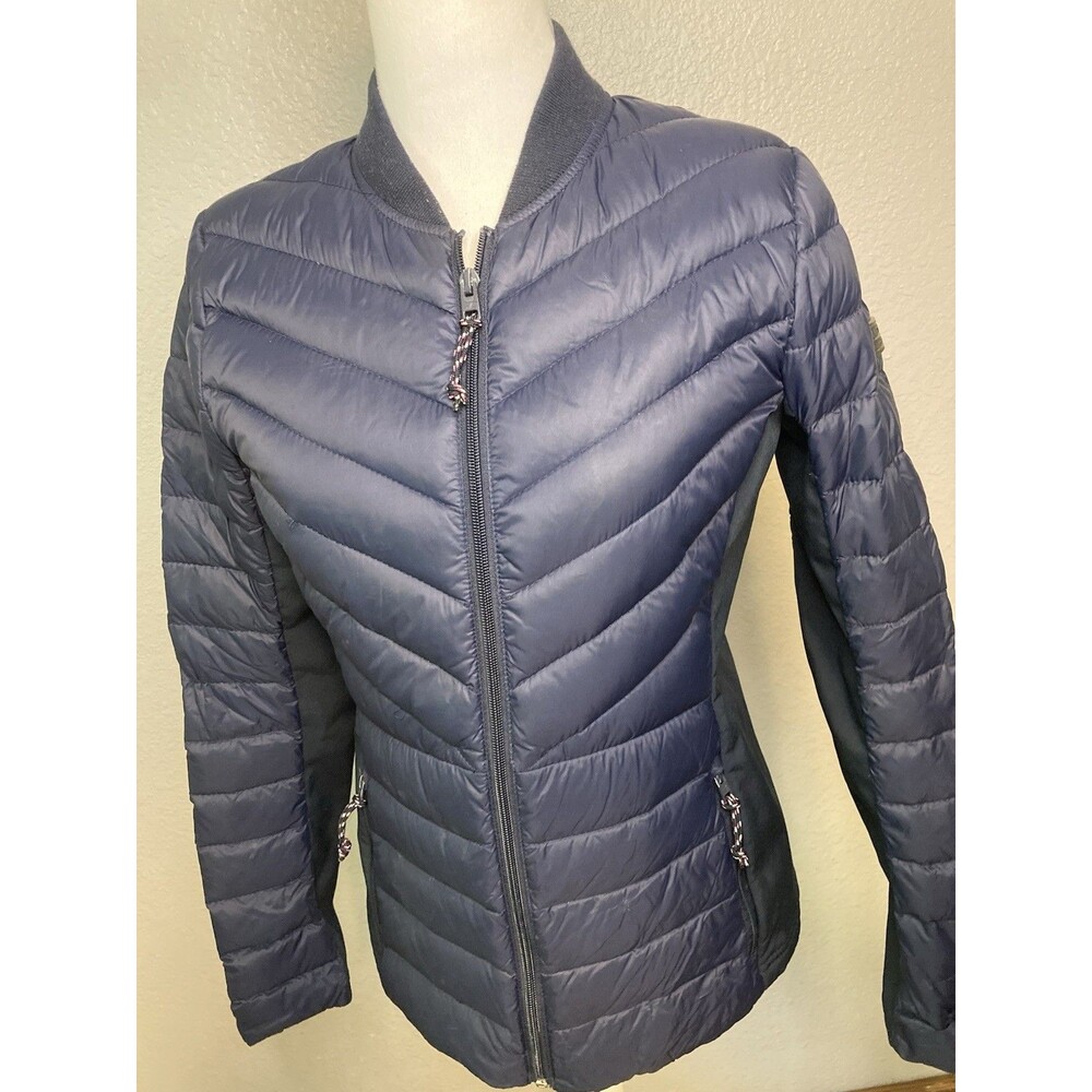 Hollister Down Puffer Jacket S Womens Navy Blue Full Zip Ultimate Duck Quilted
